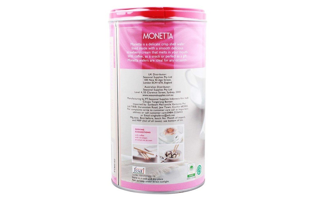 Monetta Strawberry Flavoured Cream Wafers    Container  300 grams